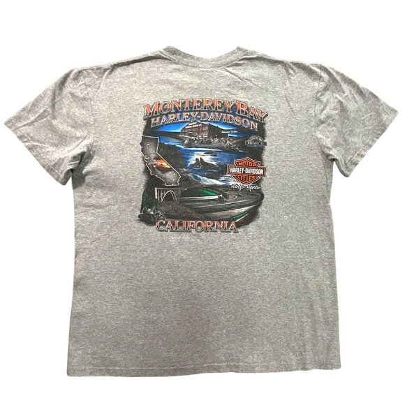 Harley-Davidson T-Shirt Mens XL Gray Monterey Bay California Color‎ Graphic 2008 - Picture 2 of 10
